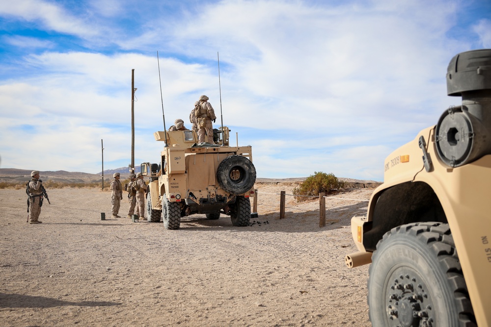 U.S. Marines with 2nd Battalion, 23rd Marine Regiment, conduct motorized operations during training for upcoming deployment