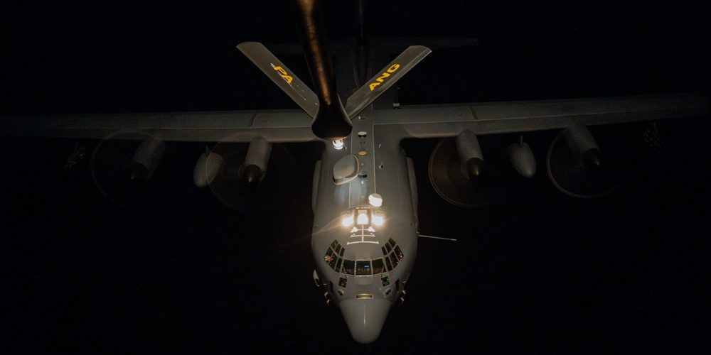 AFCENT AC-130J refuel with tanker gas over USCENTCOM AOR