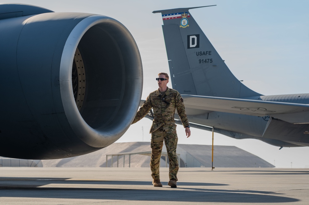 AFCENT AC-130J refuel with tanker gas over USCENTCOM AOR