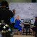 Secretary of the Army, Hon. Christine Wormuth, speaks to a reporter with Defense One before her floor walk during the 2024 Association of the U.S. Army Annual Meeting and Exposition