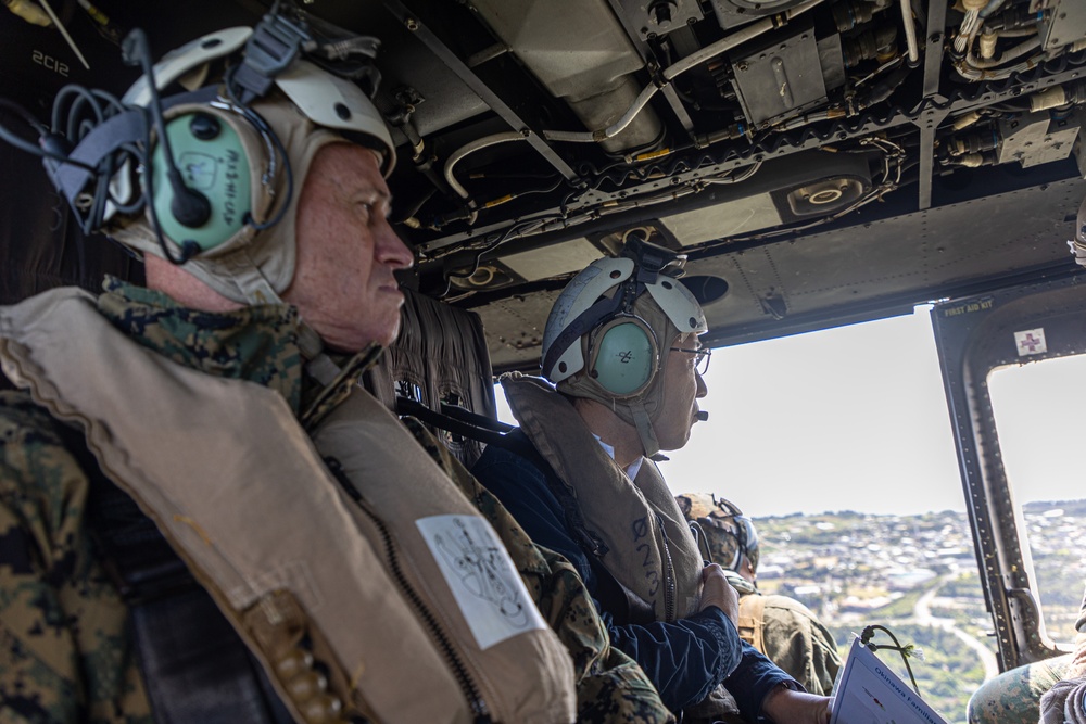 MCIPAC commanding general tours Jungle Warfare Training Center with Government of Japan officials