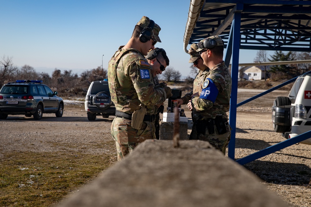 KFOR multinational military police conduct weapons training in Kosovo