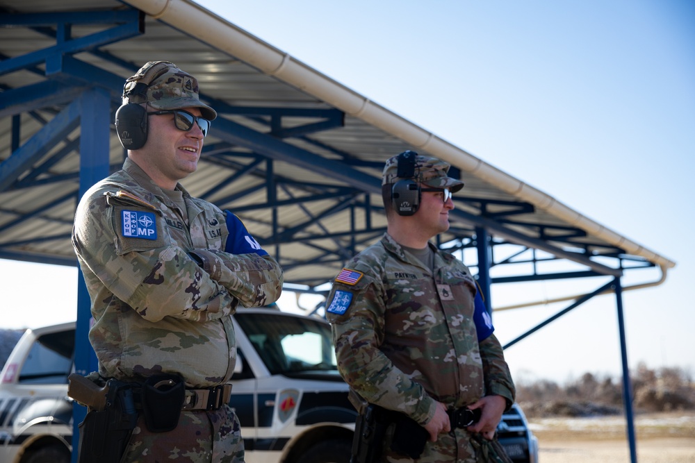 KFOR multinational military police conduct weapons training in Kosovo