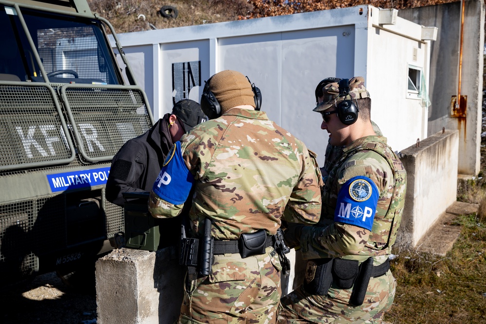 KFOR multinational military police conduct weapons training in Kosovo