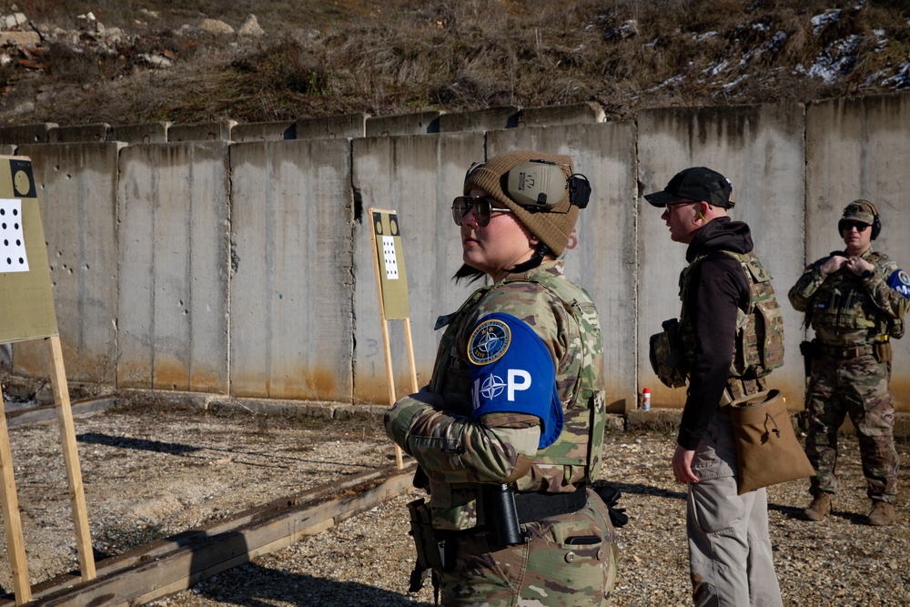 KFOR multinational military police conduct weapons training in Kosovo