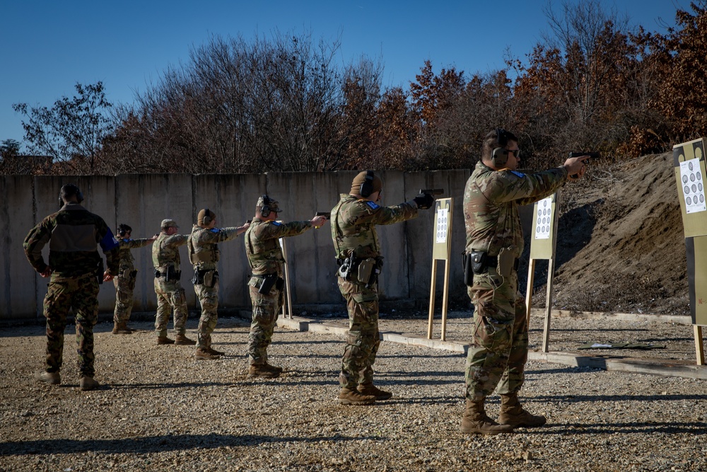 KFOR multinational military police conduct weapons training in Kosovo