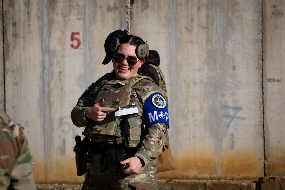 KFOR multinational military police conduct weapons training in Kosovo