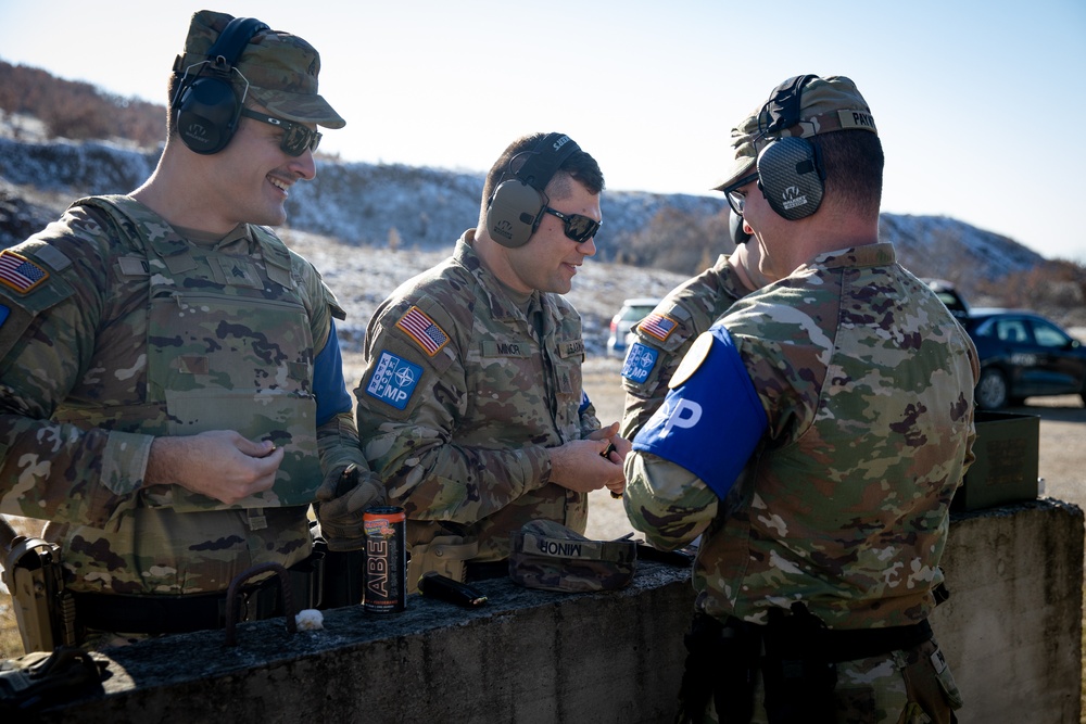 KFOR multinational military police conduct weapons training in Kosovo