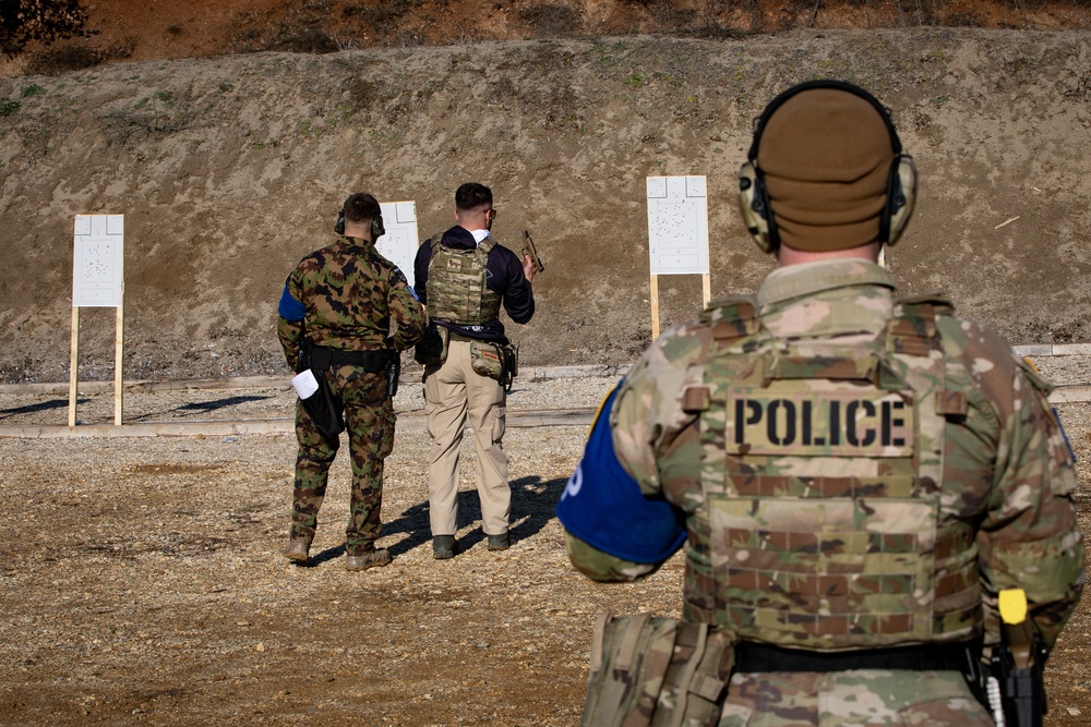 KFOR multinational military police conduct weapons training in Kosovo