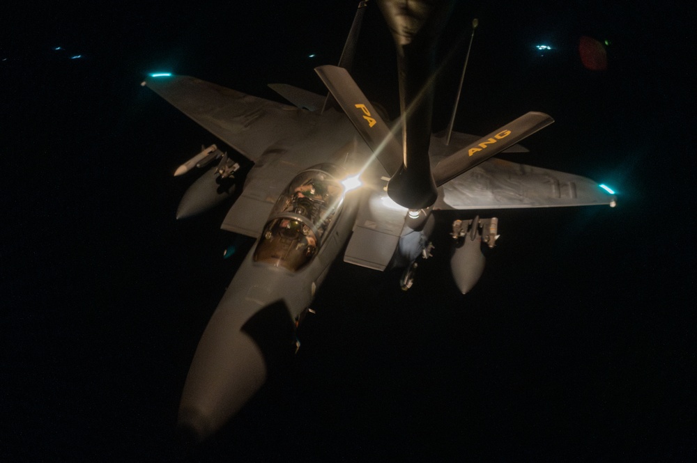 KC-135s fuel the fight at night over the USCENTCOM AOR