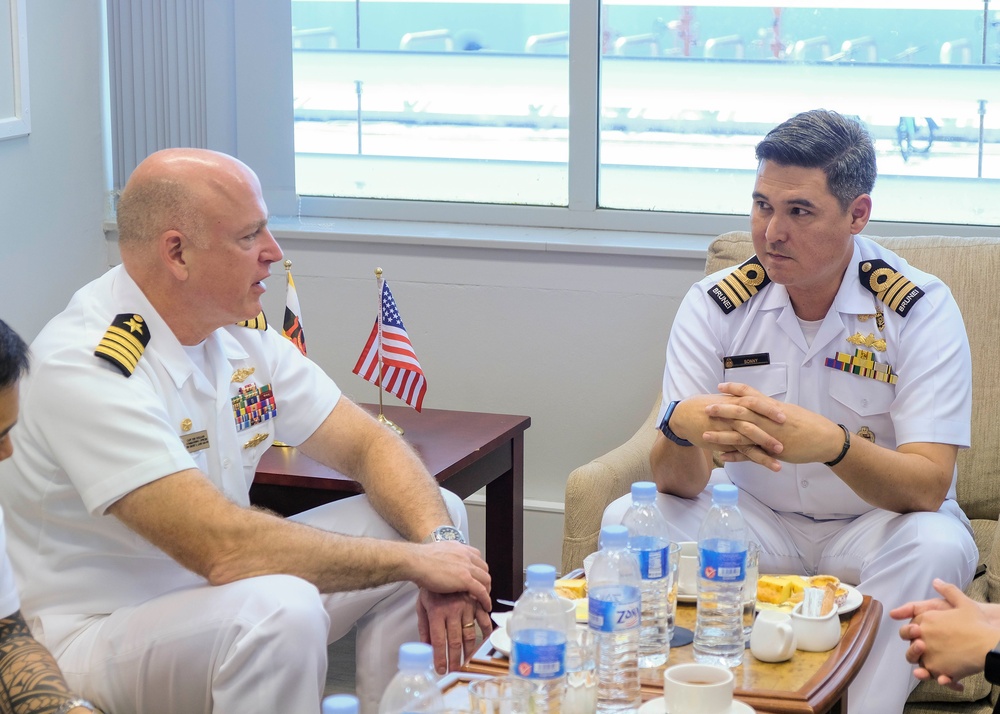 Emory S. Land Leadership Conducts an Office Call with Royal Brunei Navy Sailors