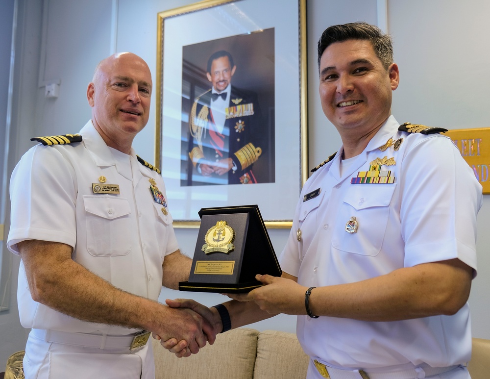 Emory S. Land Leadership Conducts an Office Call with Royal Brunei Navy Sailors