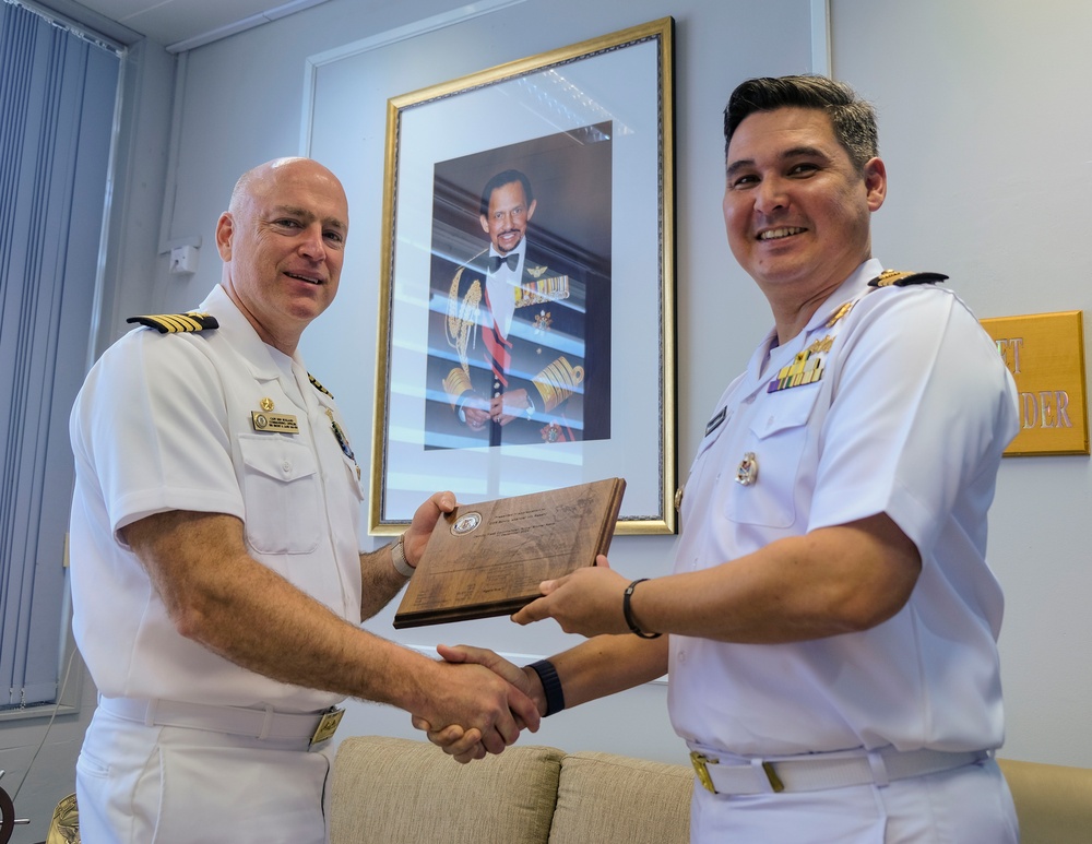 Emory S. Land Leadership Conducts an Office Call with Royal Brunei Navy Sailors