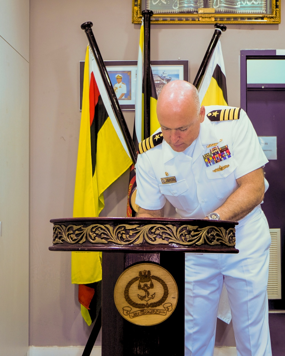 Emory S. Land Leadership Conducts an Office Call with Royal Brunei Navy Sailors