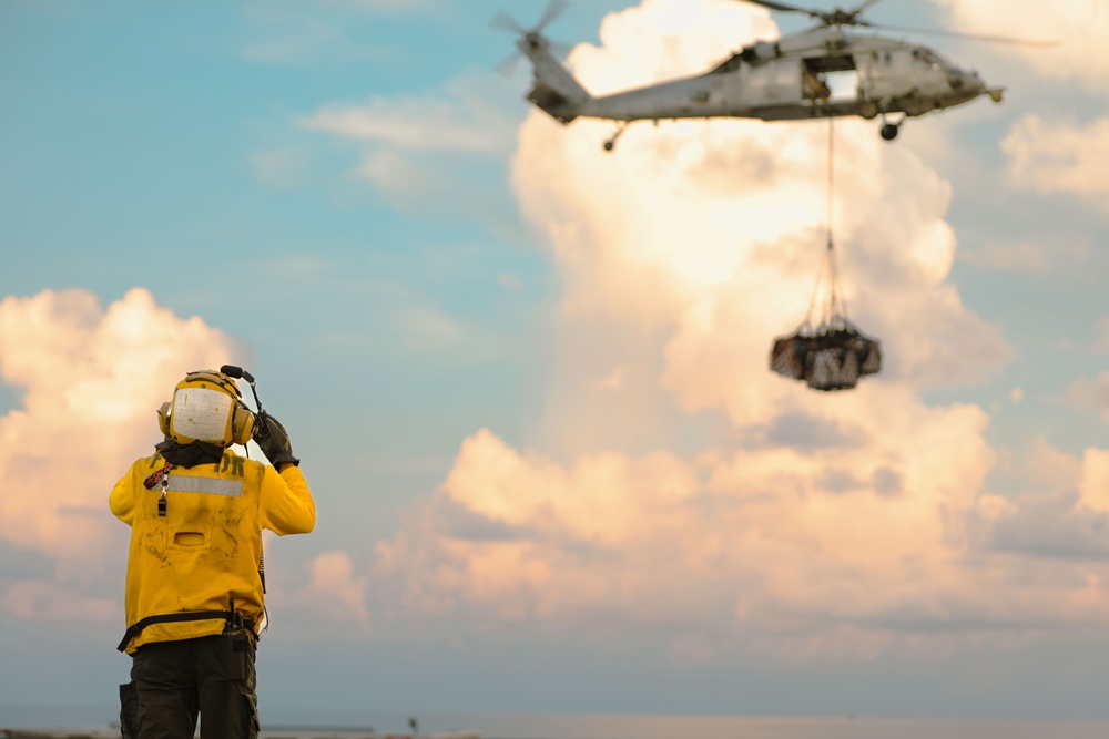 Replenishment-at-Sea aboard the USS Theodore Roosevelt