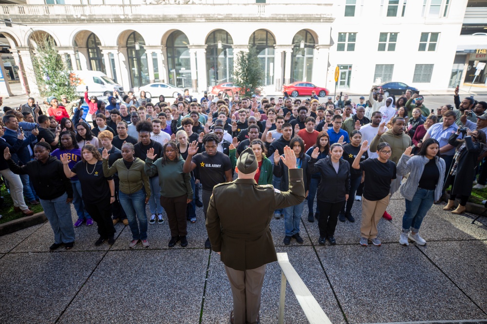 Houston MEPS mass oath of enlistment ceremony