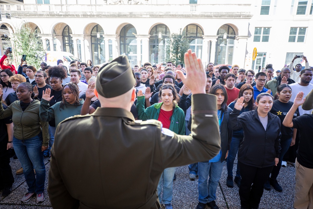 Houston MEPS mass oath of enlistment ceremony