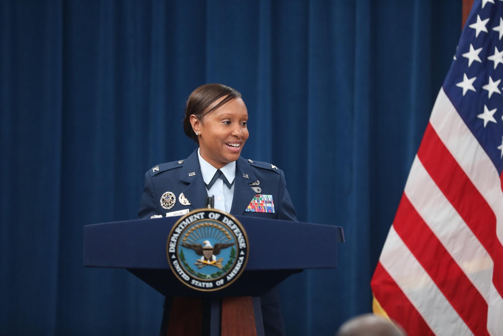 Maj. Melissa L. Heintz, 113th Wing, DCANG Public Affairs Chief promotion ceremony