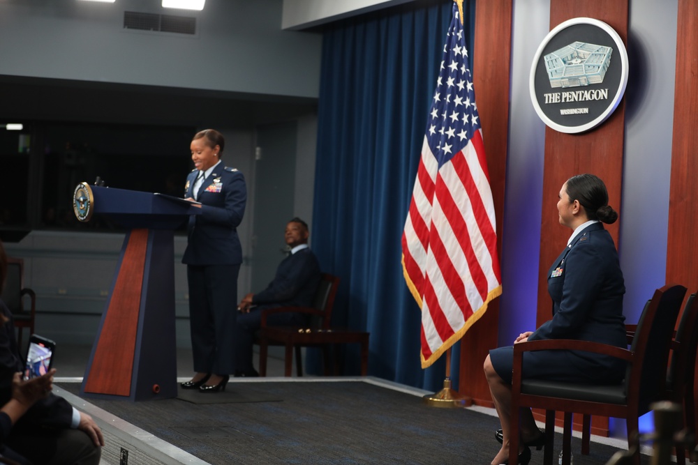 Maj. Melissa L. Heintz, 113th Wing, DCANG Public Affairs Chief promotion ceremony