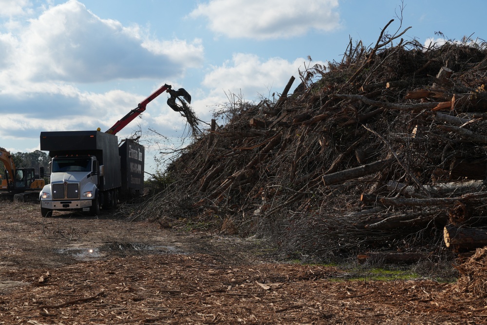 Hurricane Helene Recovery: Temporary Debris Management Site in Screven County, Georgia.