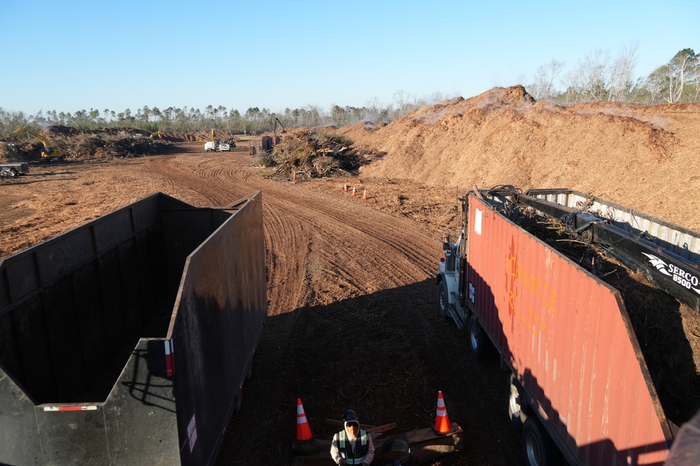 Hurricane Helene Recovery: Temporary Debris Management Site in Montgomery County, Georgia.
