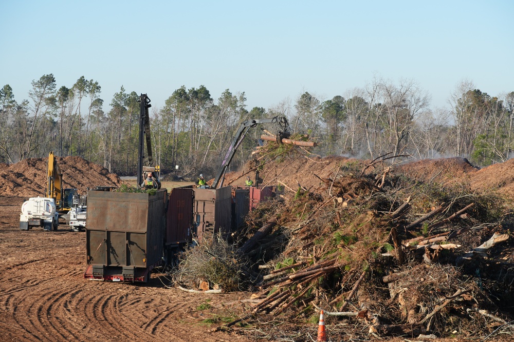 Hurricane Helene Recovery: Temporary Debris Management Site in Montgomery County, Georgia.