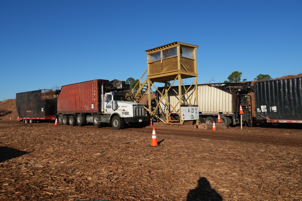 Hurricane Helene Recovery: Temporary Debris Management Site in Montgomery County, Georgia.