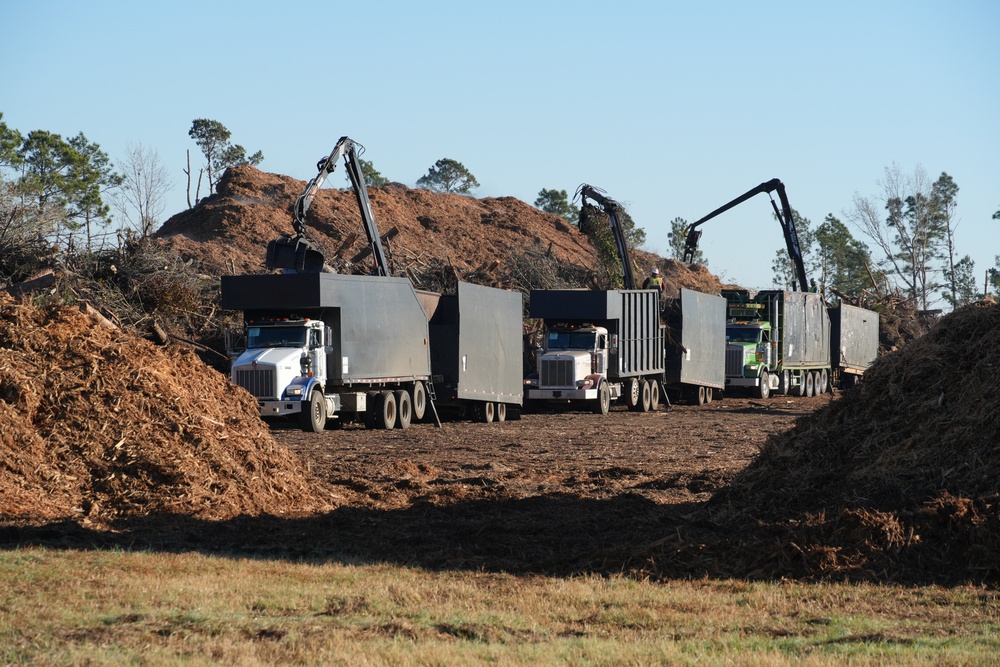 Hurricane Helene Recovery: Temporary Debris Management Site in Montgomery County, Georgia.