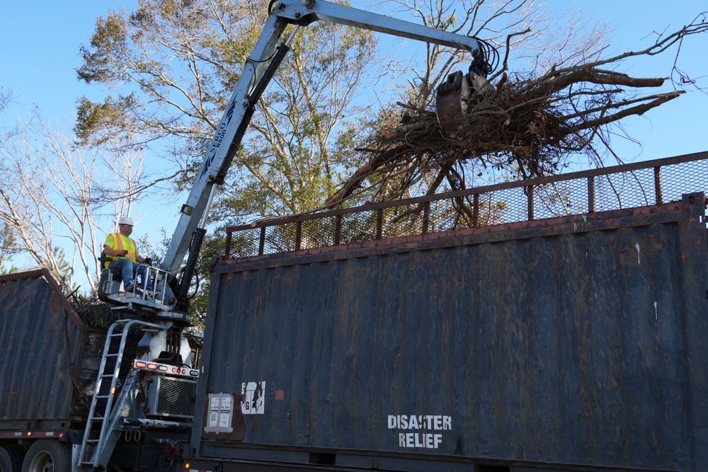 Hurricane Helene Recovery: Temporary Debris Management Site in Montgomery County, Georgia.