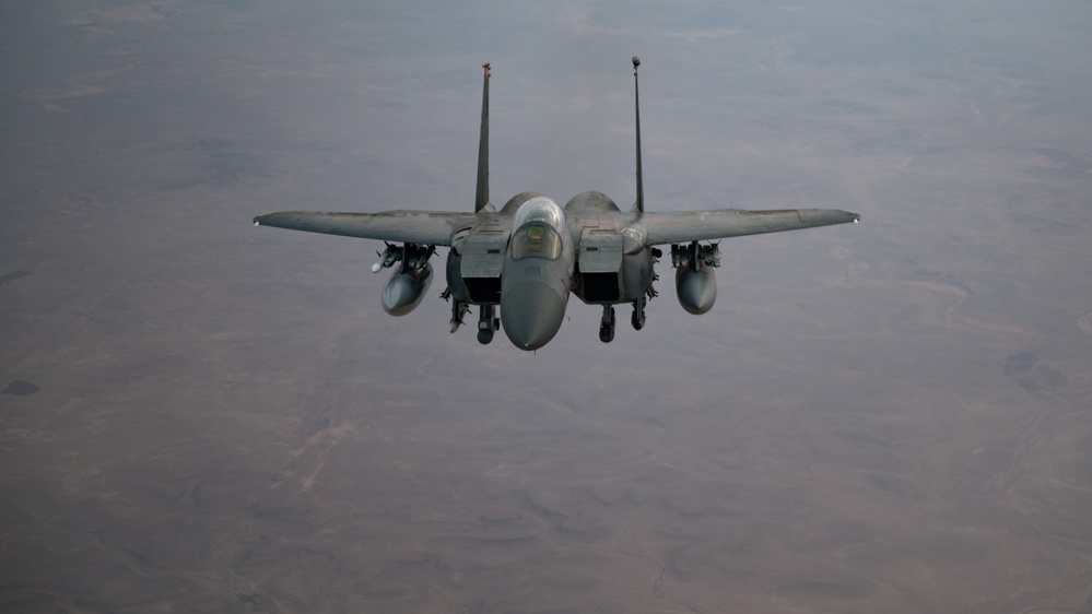 Refueling Strike Eagles over U.S. CENTCOM