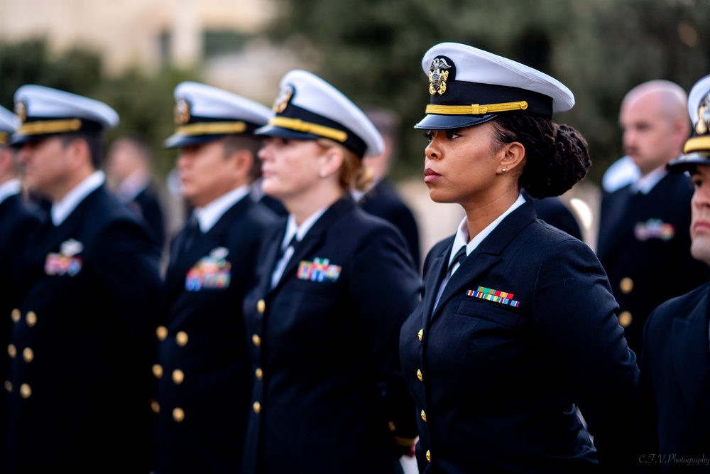 On  13OCT2023, US NMRTC Sigonella conducted its Command's annual Dress Blue Inspection.