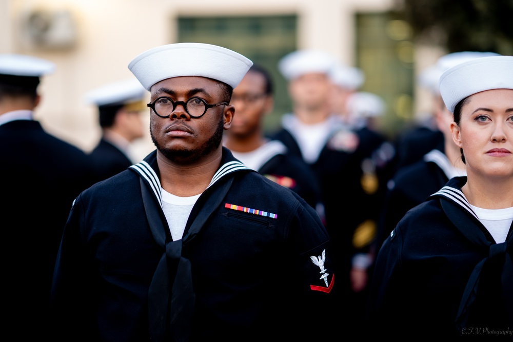On  13OCT2023, US NMRTC Sigonella conducted its Command's annual Dress Blue Inspection.