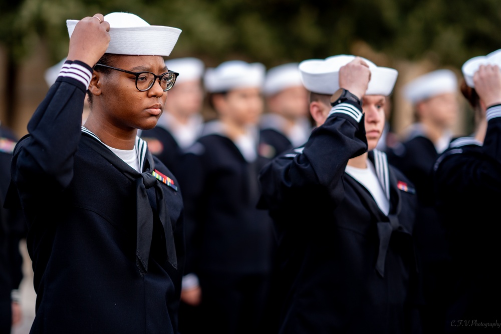 On  13OCT2023, US NMRTC Sigonella conducted its Command's annual Dress Blue Inspection.
