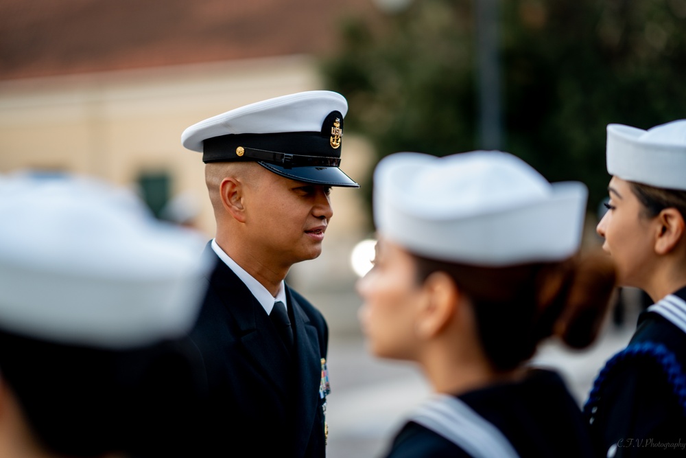 On  13OCT2023, US NMRTC Sigonella conducted its Command's annual Dress Blue Inspection.