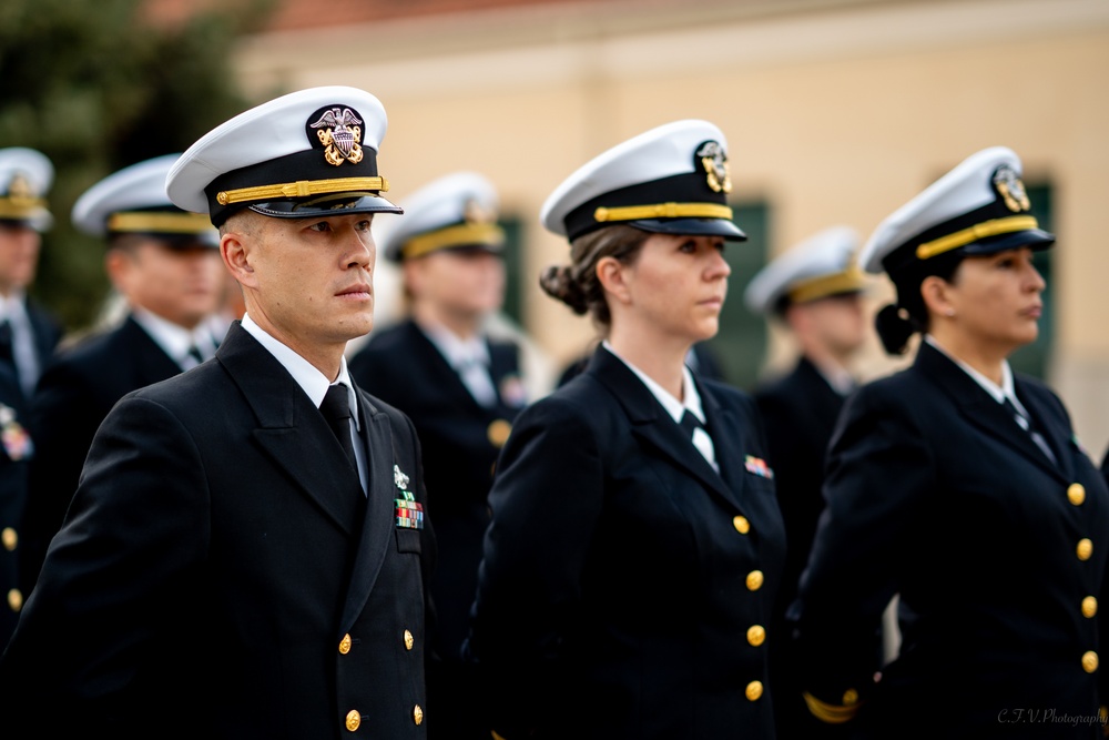 On  13OCT2023, US NMRTC Sigonella conducted its Command's annual Dress Blue Inspection.