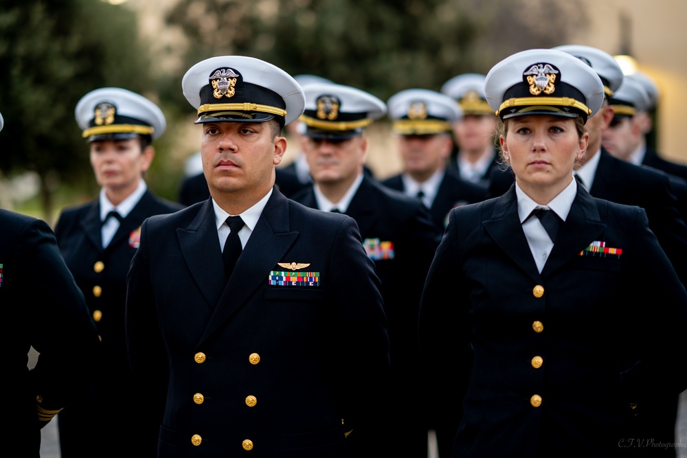 On  13OCT2023, US NMRTC Sigonella conducted its Command's annual Dress Blue Inspection.