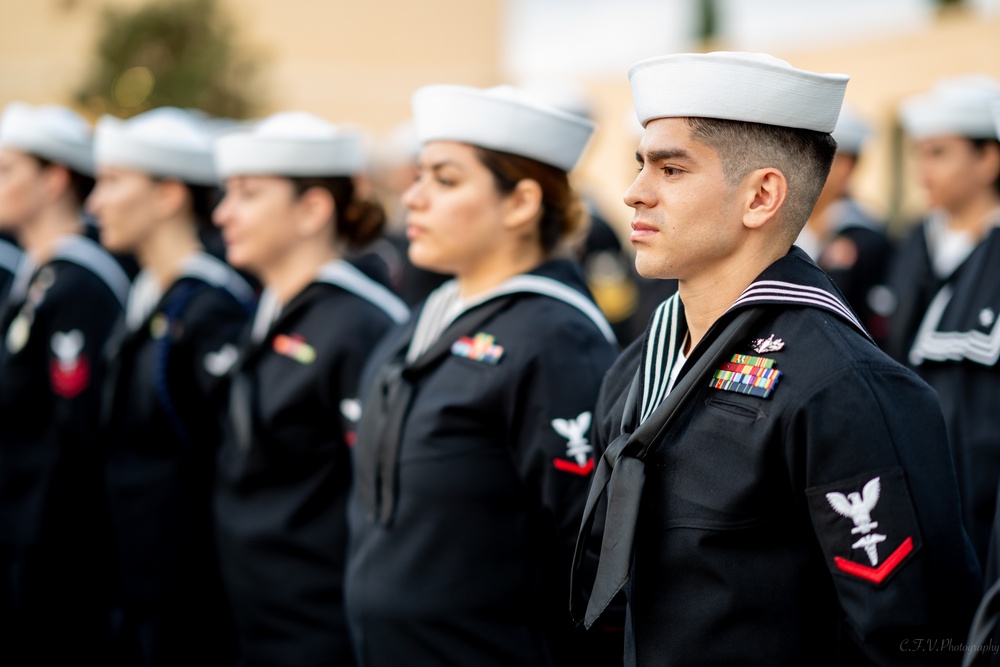 On  13OCT2023, US NMRTC Sigonella conducted its Command's annual Dress Blue Inspection.