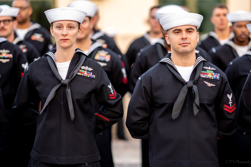 On  13OCT2023, US NMRTC Sigonella conducted its Command's annual Dress Blue Inspection.