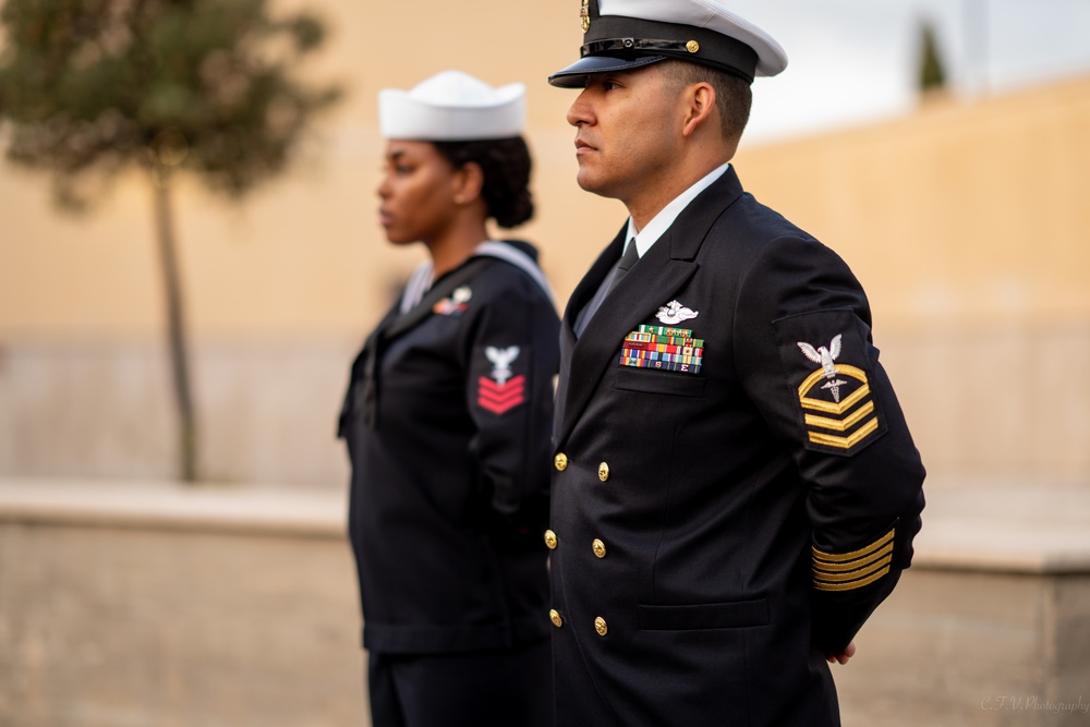 On  13OCT2023, US NMRTC Sigonella conducted its Command's annual Dress Blue Inspection.