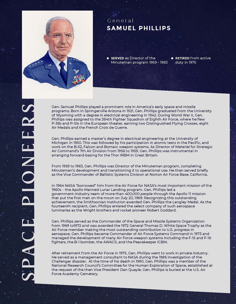 U.S. Space Force Space and Missile Pioneers Logo and Webpage Layout