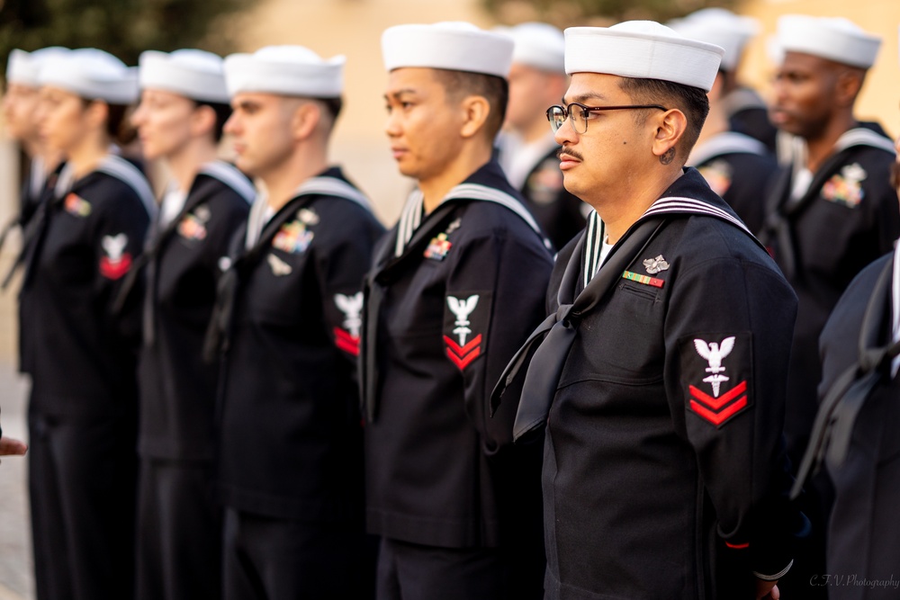 On  13OCT2023, US NMRTC Sigonella conducted its Command's annual Dress Blue Inspection.