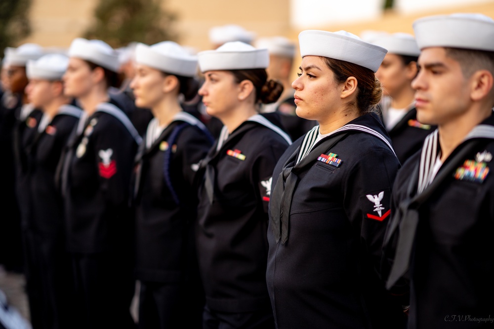 On  13OCT2023, US NMRTC Sigonella conducted its Command's annual Dress Blue Inspection.