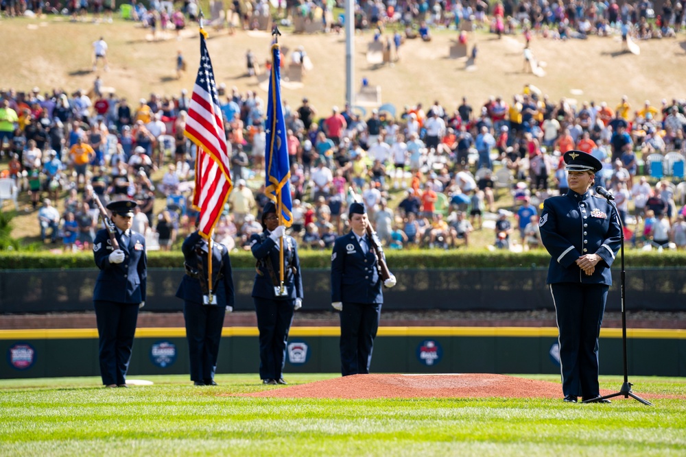 U.S. Air Force female color guard supports Little League World Series US Championship Game