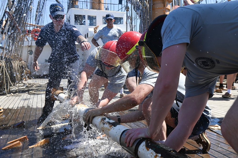 Coast Guard Cutter Eagle conducts damage control training