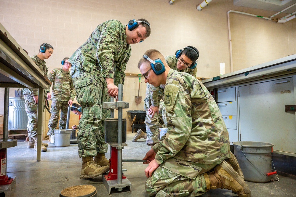 Company B, 169th Engineer Battalion conduct soil materials testing and compaction characteristics training