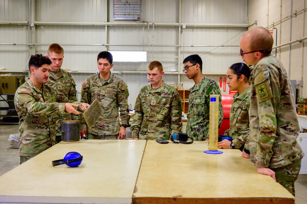 Company B, 169th Engineer Battalion conduct soil materials testing and compaction characteristics training