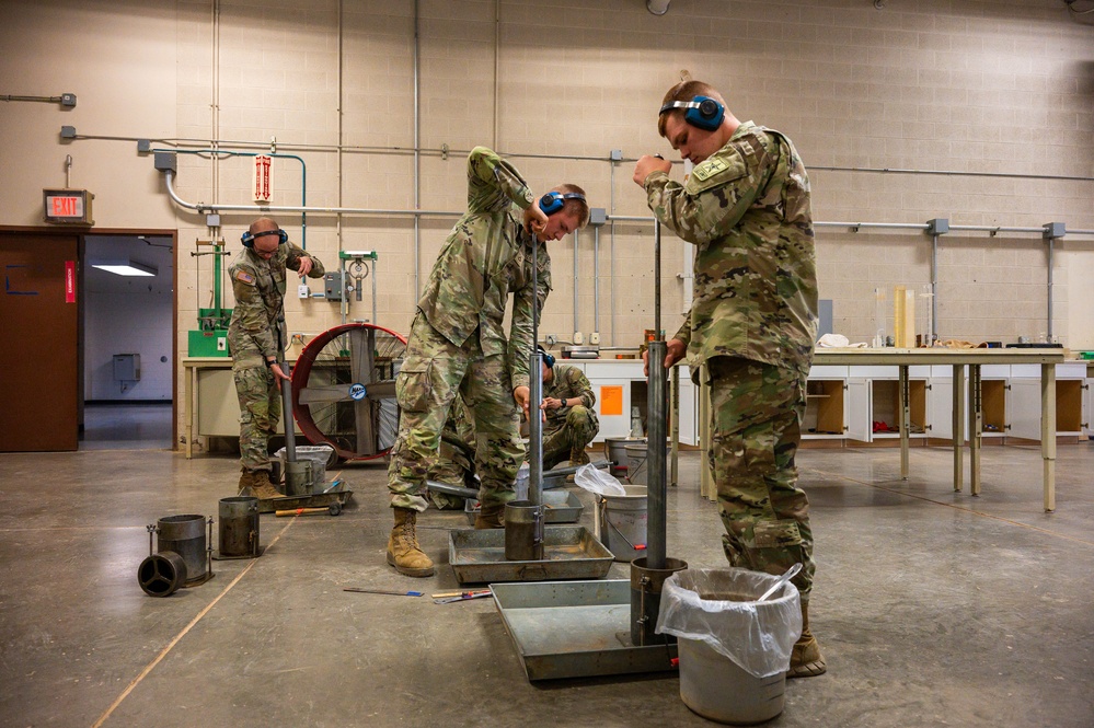 Company B, 169th Engineer Battalion conduct soil materials testing and compaction characteristics training