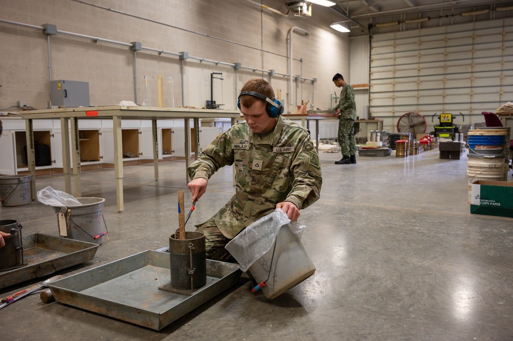 Company B, 169th Engineer Battalion conduct soil materials testing and compaction characteristics training