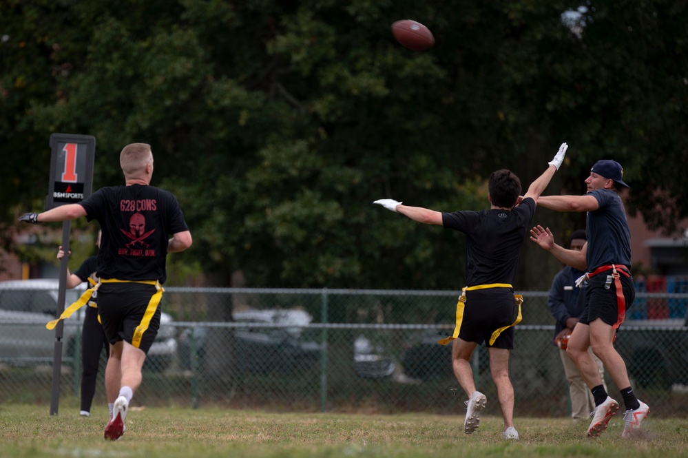 Airman throws the football