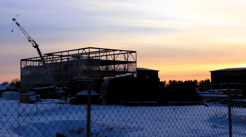 Barracks construction sunset at Fort McCoy